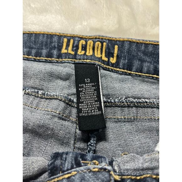 LL Cool J Womens Size 13 Blue Jeans Cross Embroidered Pockets Bootcut Stretch - Picture 3 of 9